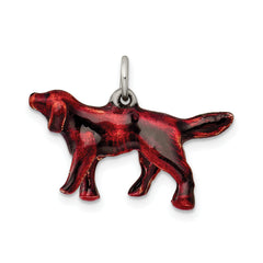Sterling Silver 925 Irish Setter Charm with Enamel 3D Design
