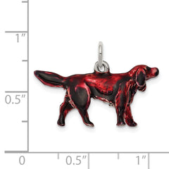 Sterling Silver 925 Irish Setter Charm with Enamel 3D Design