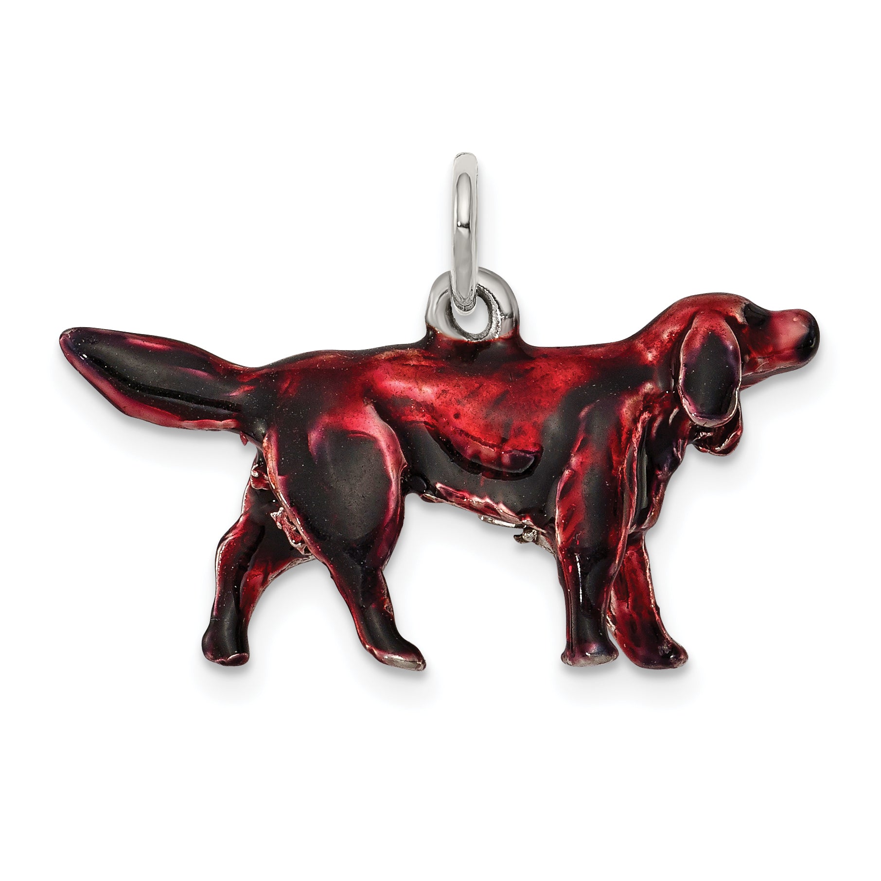 Sterling Silver Enameled Small Irish Setter Charm