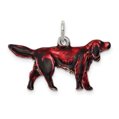 Sterling Silver Enameled Small Irish Setter Charm