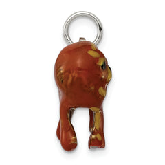 Sterling Silver 925 Enameled Chow Dog 3D Charm Pendant