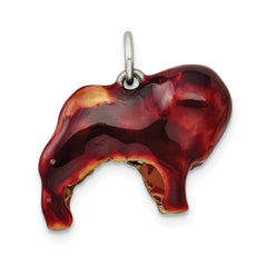 Sterling Silver 925 Enameled Chow Dog 3D Charm Pendant