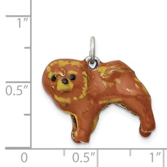 Sterling Silver 925 Enameled Chow Dog 3D Charm Pendant