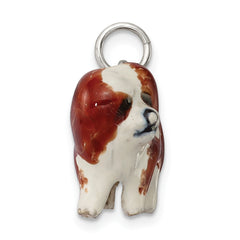 Sterling Silver 3D Enamel Coton De Tulear Charm by Sophia Jewelers