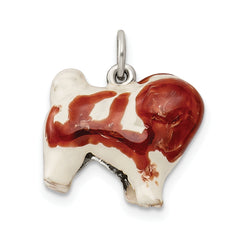 Sterling Silver 3D Enamel Coton De Tulear Charm by Sophia Jewelers