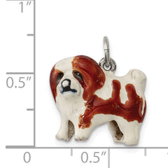 Sterling Silver 3D Enamel Coton De Tulear Charm by Sophia Jewelers