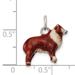 Sterling Silver 925 Collie Charm with Enameled 3D Detail
