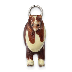 Sterling Silver Enameled Collie Charm in 3D Design by Sophia Jewelers