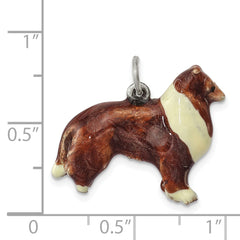 Sterling Silver Enameled Collie Charm in 3D Design by Sophia Jewelers