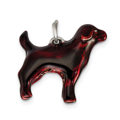Sterling Silver 925 3D Chocolate Labrador Enamel Charm Pendant