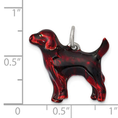 Sterling Silver 925 3D Chocolate Labrador Enamel Charm Pendant