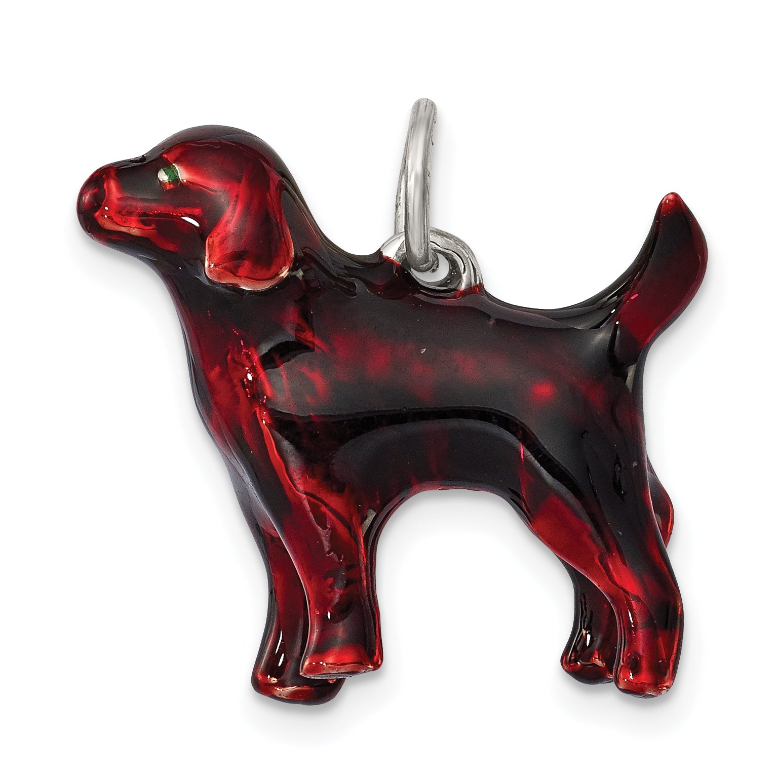 Sterling Silver Enameled Chocolate Labrador Charm