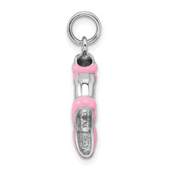 Sophia Jewelers Sterling Silver Ballet Slipper Charm with Pink Enamel