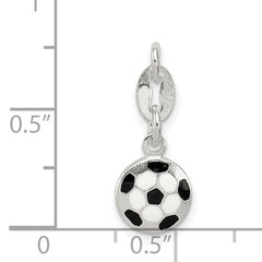 Sterling Silver 925 Enameled Soccer Ball Charm Polished Anti-Tarnish