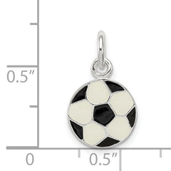 Sterling Silver Enameled Soccer Ball Charm with Polished Finish