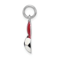 Sterling Silver Enamel Soccer Ball Charm with Rhodium Plated Finish