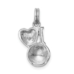 Sterling Silver Enamel Soccer Ball Charm with Rhodium Plated Finish