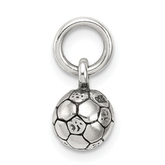 Sterling Silver 925 Soccer Ball Charm with Antiqued Finish