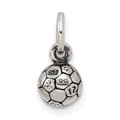 Sterling Silver 925 Soccer Ball Charm with Antiqued Finish