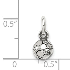 Sterling Silver 925 Soccer Ball Charm with Antiqued Finish