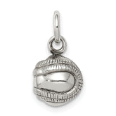 Sterling Silver 3D Antiqued Baseball Charm