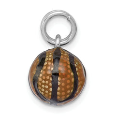 Sophia Jewelers Sterling Silver 3D Enamel Basketball Charm Polished Finish