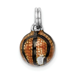 Sophia Jewelers Sterling Silver 3D Enamel Basketball Charm Polished Finish
