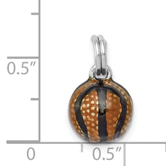 Sophia Jewelers Sterling Silver 3D Enamel Basketball Charm Polished Finish
