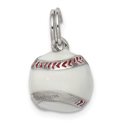 Sterling Silver 925 Men's Baseball Charm with 3D Enamel Polished Finish
