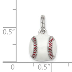 Sterling Silver 925 Men's Baseball Charm with 3D Enamel Polished Finish