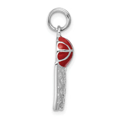 Sterling Silver Rhodium-Plated Enamel Basketball Charm Elegant Sports Theme