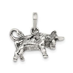 Sophia Jewelers Antiqued Sterling Silver Taurus Zodiac Pendant