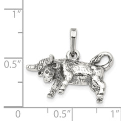 Sophia Jewelers Antiqued Sterling Silver Taurus Zodiac Pendant