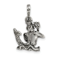 Sterling Silver 925 Aquarius Pendant with Antiqued Vintage Charm
