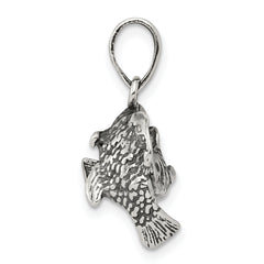 Sterling Silver 925 Pisces Pendant with Antiqued Solid Design