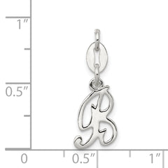 Sterling Silver 925 B Charm Pendant with Anti-Tarnish Solid Design