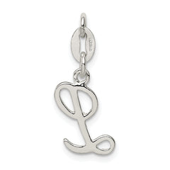 Sterling Silver 925 Initial Charm L with Anti-Tarnish Solid Design