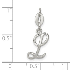 Sterling Silver 925 Initial Charm L with Anti-Tarnish Solid Design