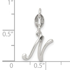Sterling Silver 925 Letter N Charm with Anti-Tarnish Solid Design