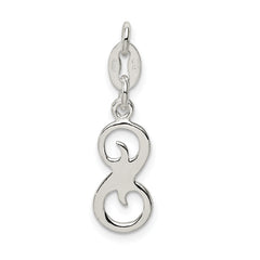 Sterling Silver 925 Initial S Charm with Anti-Tarnish Solid Design