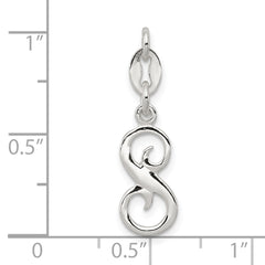 Sterling Silver 925 Initial S Charm with Anti-Tarnish Solid Design