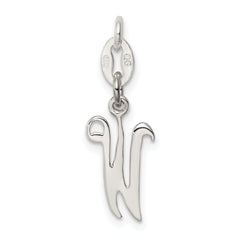 Sterling Silver 925 Initial W Charm with Anti-Tarnish Finish