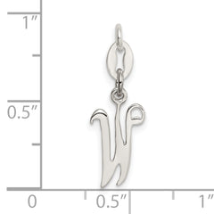 Sterling Silver 925 Initial W Charm with Anti-Tarnish Finish