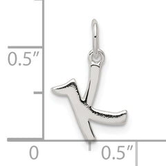 Sterling Silver 925 Initial K Charm with Anti-Tarnish Finish