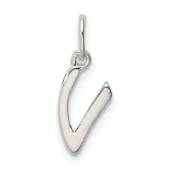 Sterling Silver 925 V Initial Charm with Anti-Tarnish Finish