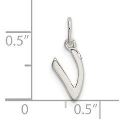 Sterling Silver 925 V Initial Charm with Anti-Tarnish Finish