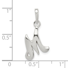 Sterling Silver 925 Initial M Pendant with Anti-Tarnish Coating