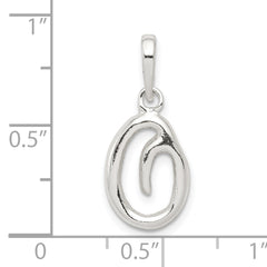 Sterling Silver 925 Letter O Pendant with Anti-Tarnish Coating