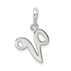 Sterling Silver 925 Initial V Pendant with Anti-Tarnish Finish