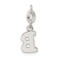 Sterling Silver 925 Solid Initial B Charm Elegant Casted Design